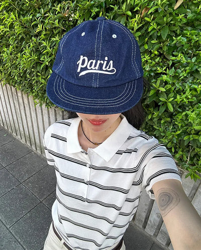 Lettering Denim Camp Cap