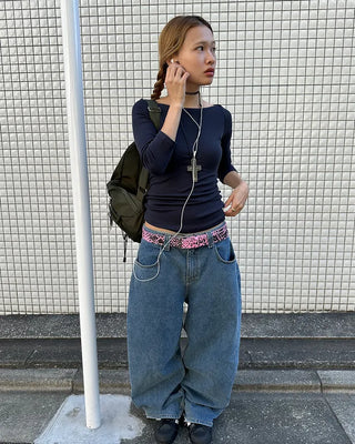 Boat neck cropped sleeve cut and sew