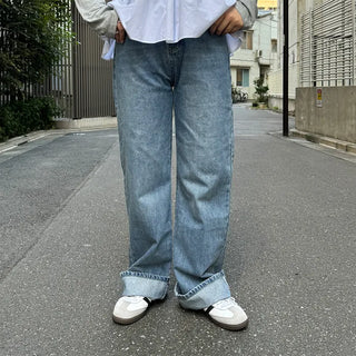 Straight wash denim pants