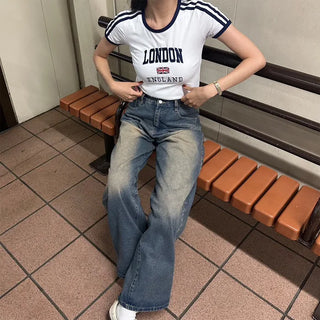 LONDON logo color-block striped T-shirt