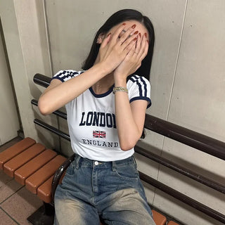 LONDON logo color-block striped T-shirt