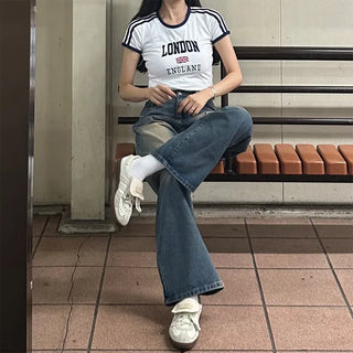 LONDON logo color-block striped T-shirt