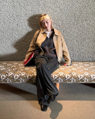 Rib-knit wide-leg easy pants
