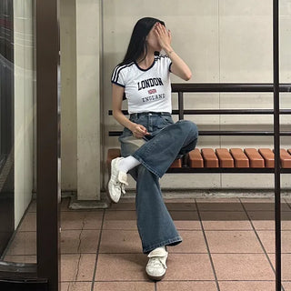 LONDON logo color-block striped T-shirt