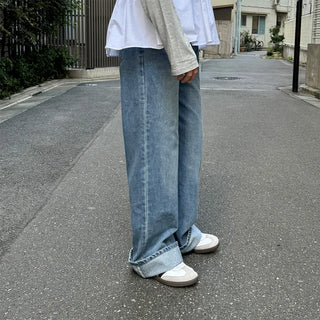 Straight wash denim pants