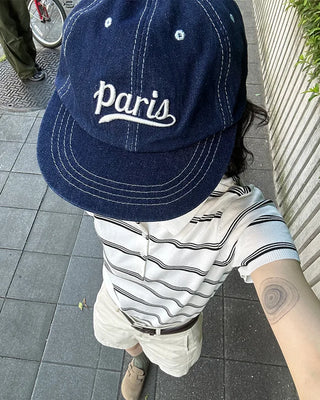 Lettering Denim Camp Cap