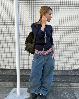 Boat neck cropped sleeve cut and sew
