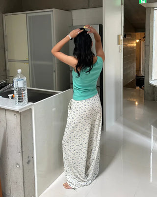 2-way hem flower waffle easy pants
