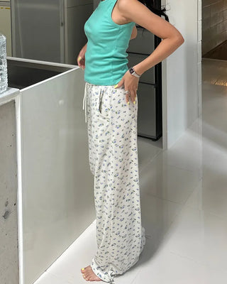 2-way hem flower waffle easy pants