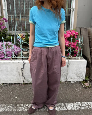 Wide-leg cotton pants with pintucks