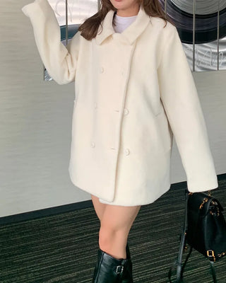 Color Button Half Coat