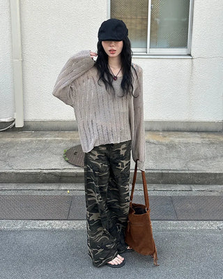 Military wide-leg pants