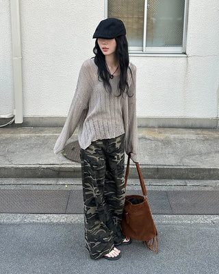 Military wide-leg pants