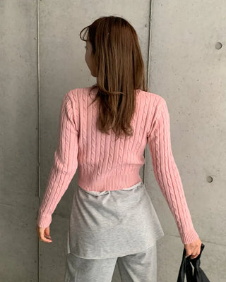 Cropped Cable Knit Cardigan