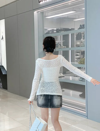 Long slit net cardigan (2 colors)