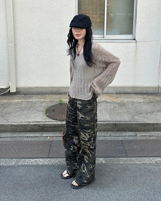 Military wide-leg pants