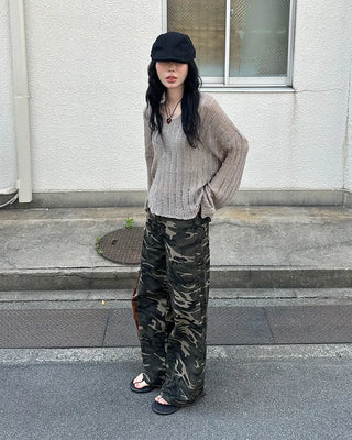Military wide-leg pants