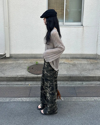 Military wide-leg pants
