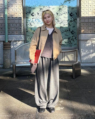 Point button zip fly suede blouson