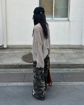 Military wide-leg pants