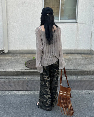 Military wide-leg pants