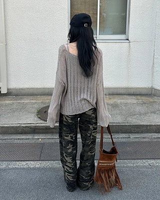 Military wide-leg pants
