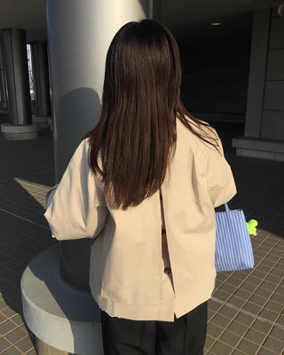 Stand-neck Big Gun Patch Yoke Short Trench Coat