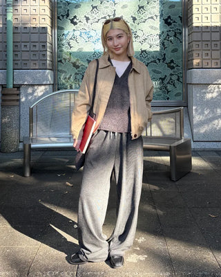 Point button zip fly suede blouson