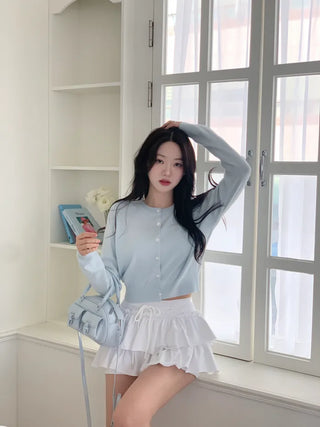 Round knit cardigan