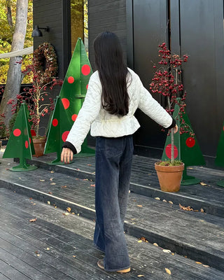 Blue denim wide-leg pants