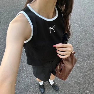 Ribbon bicolor sleeveless top