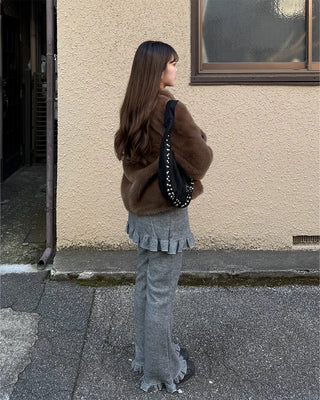 Studded suede shoulder bag