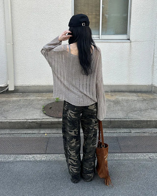 Military wide-leg pants