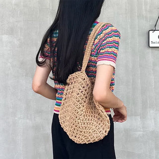Rainbow striped short-sleeved knit