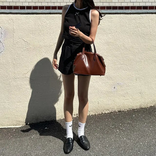 Ribbon bicolor sleeveless top