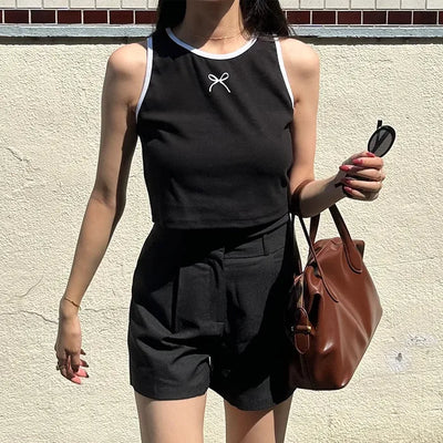 Ribbon bicolor sleeveless top