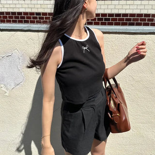 Ribbon bicolor sleeveless top