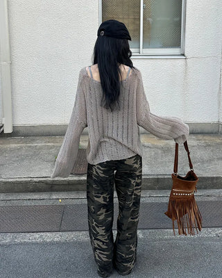 Military wide-leg pants