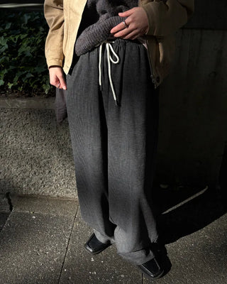 Rib-knit wide-leg easy pants