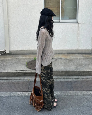 Military wide-leg pants