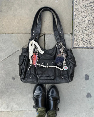 Cargo Pocket Square Leather 2-Way Bag
