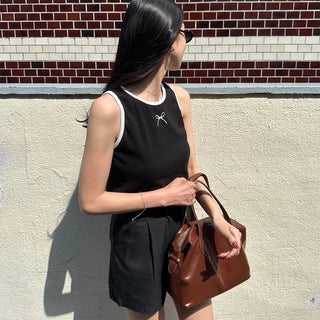Ribbon bicolor sleeveless top