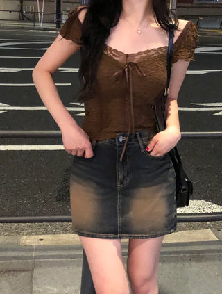 Lace Slim Short-Sleeve T-Shirt (2 colors)