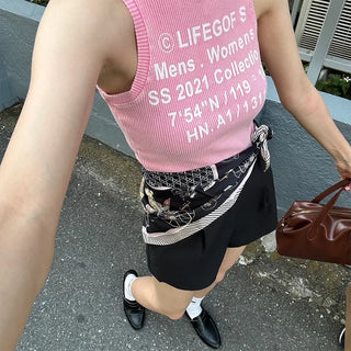 Lettering Ribbed Sleeveless Top