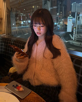 Hairy Knit Drop Shoulder Hoodie