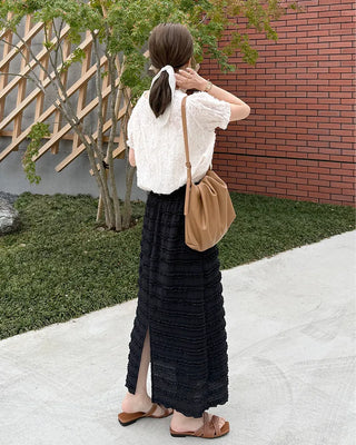 Lace short-sleeved blouse