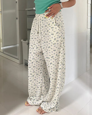 2-way hem flower waffle easy pants
