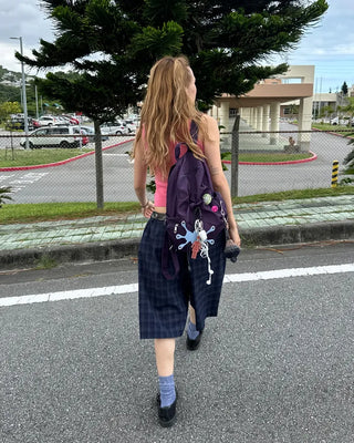 (ORIGINAL) Tartan Check Half Wide Easy Pants