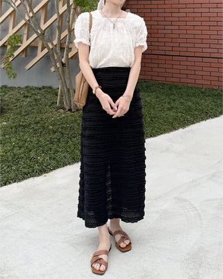 Lace short-sleeved blouse