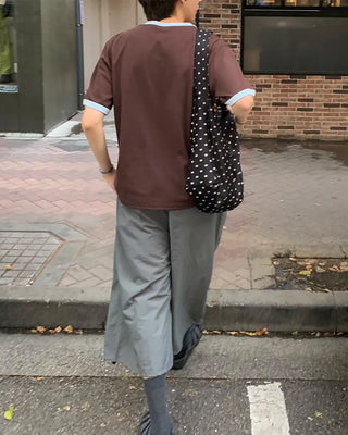 Retro-colored ringer neck T-shirt